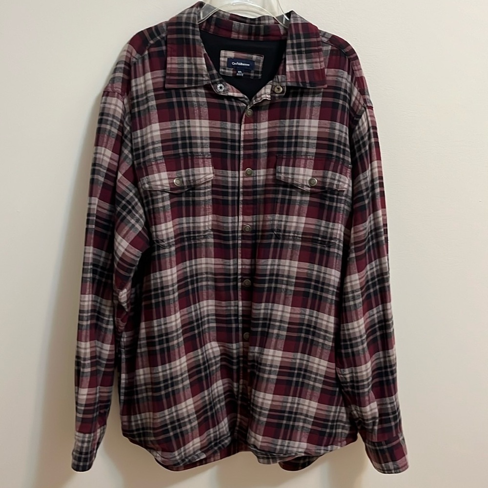 Croft & Barrow mens flannel shirt shacket XL fleece lined plaid outdoor warm